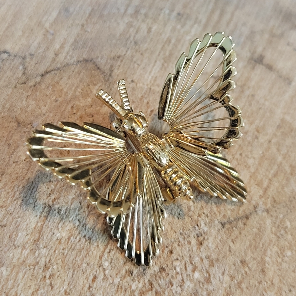 Monet Vintage Gold Tone Butterfly Pin